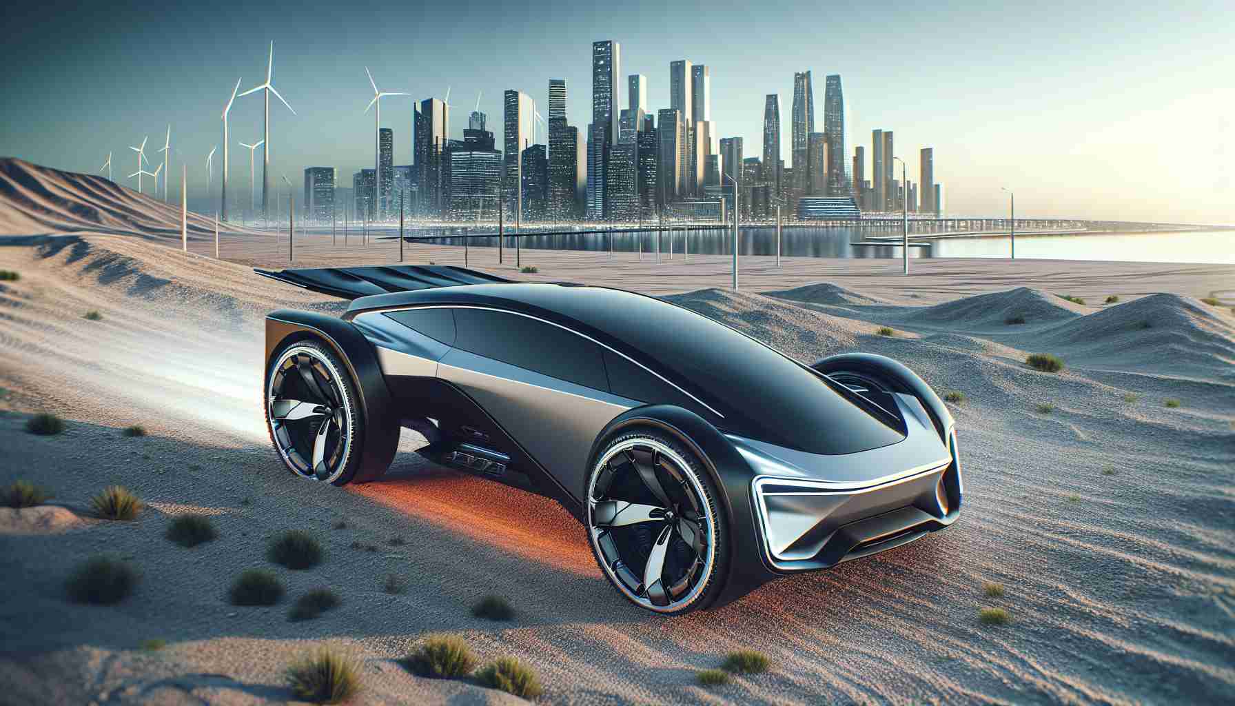 Create a realistic, high-definition illustration of a ground-breaking development in the field of vehicles. The focus of this scene should be the striking and eco-friendly Voltic Spark. This innovative conveyance is characterized by its sleek design that seamlessly marries functionality and modern aesthetics. The Voltic Spark is known for its environmentally conscious features and advanced technology, setting a new standard in sustainable transportation.