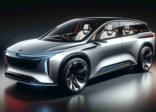 A high-resolution, realistic image of a new luxury electric vehicle. As typical for future conceptual vehicles, it should have a sleek, modern design with innovative features. The vehicle should be a portrayal of what might be expected for a debut in 2025. Since this is a luxury vehicle, attention should be paid to details that highlight its superior quality and elegance, such as a stylish exterior, high-end interiors, and advanced technological features.