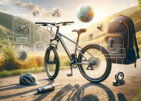 Create a high-definition, realistic image that embodies the concept of 'Exploring the World of Electric Bicycles: A Beginner's Guide'. The image should include a variety of electric bicycles displayed prominently. Furthermore, illustrate elements of a beginner's journey in learning about these bicycles, such as a simple yet informative diagram of the electric bicycle's parts on a side, a checklist of things to consider when purchasing, and an illustration of safety gear. The background could be a serene bike trail, representing the exploration aspect.