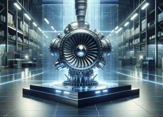 A detailed, high-definition image of a newly unveiled revolutionary aircraft engine technology. It displays an innovative design with advanced features not seen before. The scene indicates its novelty by portraying it in the backdrop of a high-tech research lab, laying emphasis on its futuristic appearance and potential to significantly advance the current state of aviation technology.